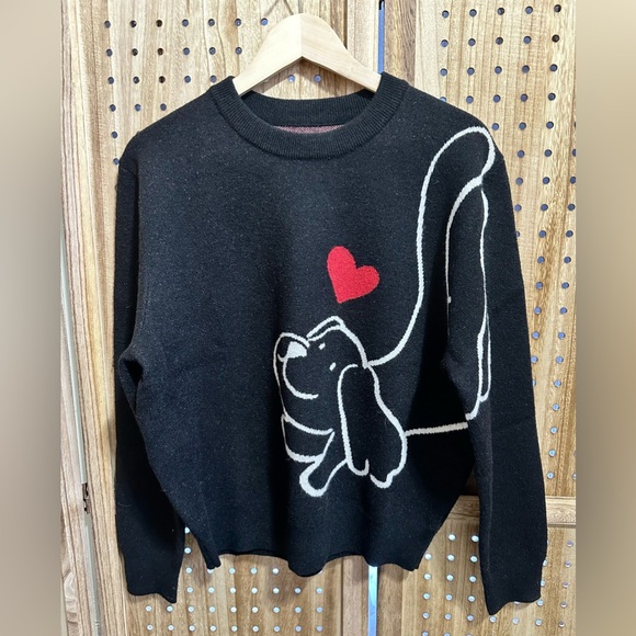 EUC ROUND NECKLINE PUPPY HEART
KNITTED SWEATER FOR BLACK DOG KNIT - Picture 2 of 6